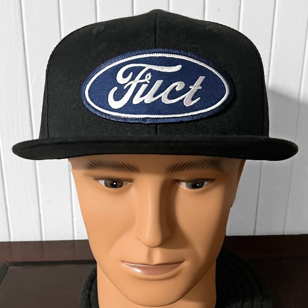 Custom Handmade 6-Panel Mid-Pro 7-5/8 Fitted Hat W/Recycled Skateboarding Patch